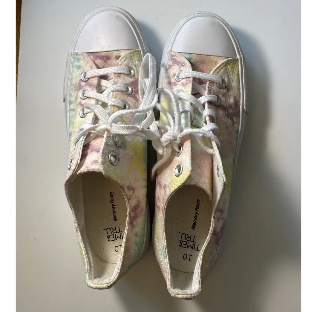 Tie Dye‎ Sneakers Time & Tru Pastel Casual Low Top Canvas Shoes Stylish